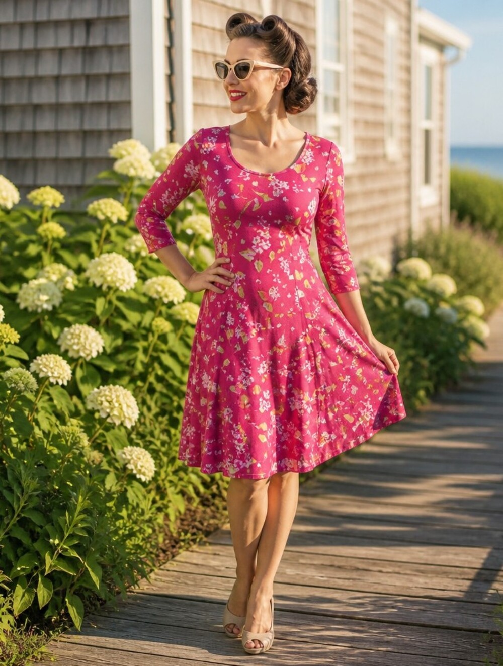 Pink Floral Tunic Dress - Pink Blooms